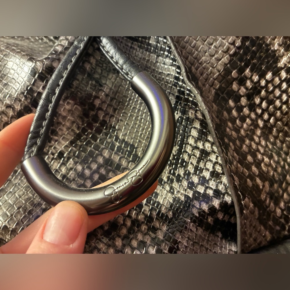 Jessica Simpson Black and Gray Snakeskin Shoulder Bag - Picture 2 of 5